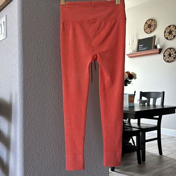 NWOT Free People High Rise Leggings Orange Peach Drawstring M/L Gym Activewear - Picture 8 of 15
